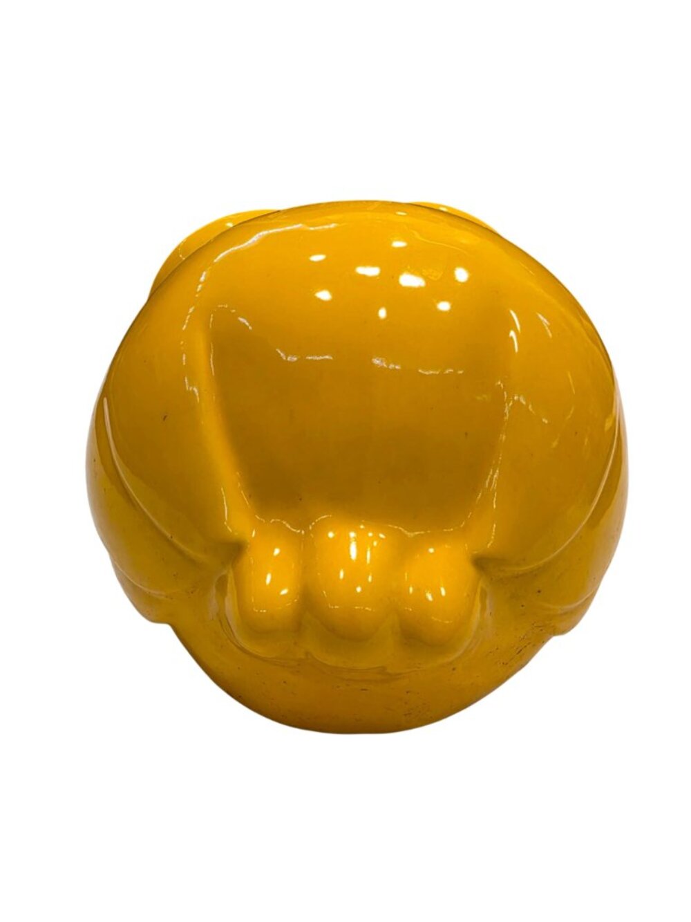 Yellow Ceramic Owl Planter Large Glossy Owl Cachepot Bird Decor - Picture 4 of 6